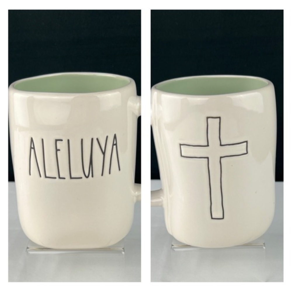Rae Dunn - 3/$48 - ‘Aleluya’ ceramic mug. Double sided. Green inside. NWT Firm!